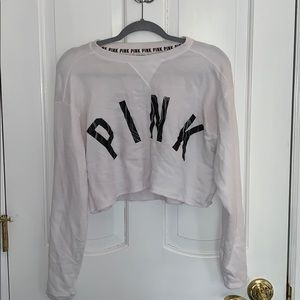 Cropped white PINK crew neck